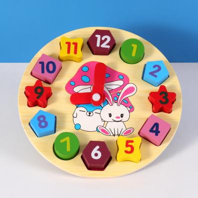 Baby enlightenment puzzle early education shape matching cognitive toy children's wooden puzzle digital clock cognitive model